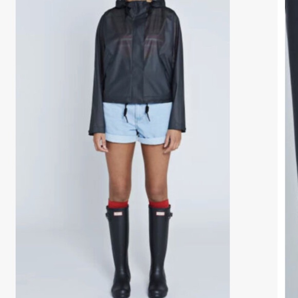 Hunter Original Hero Vinyl Waterproof Cropped Smock Navy Women’s SZ L NWT $180 - Picture 2 of 13